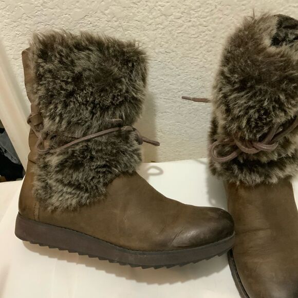 Clarks Ladies Snow Boots MINX JEANIE brown Leather UK 8/ US 10 - Picture 5 of 12